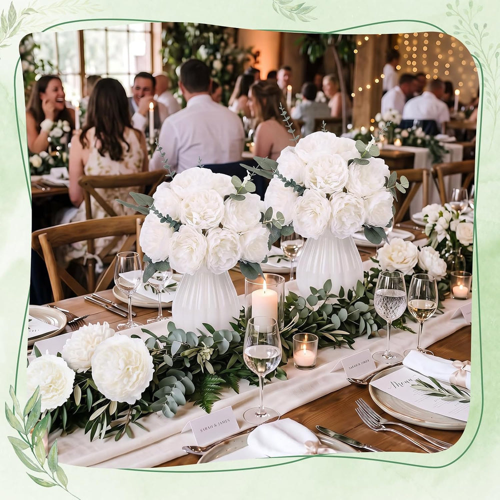 50 Pcs Peony Artificial Flowers Bulk, White
