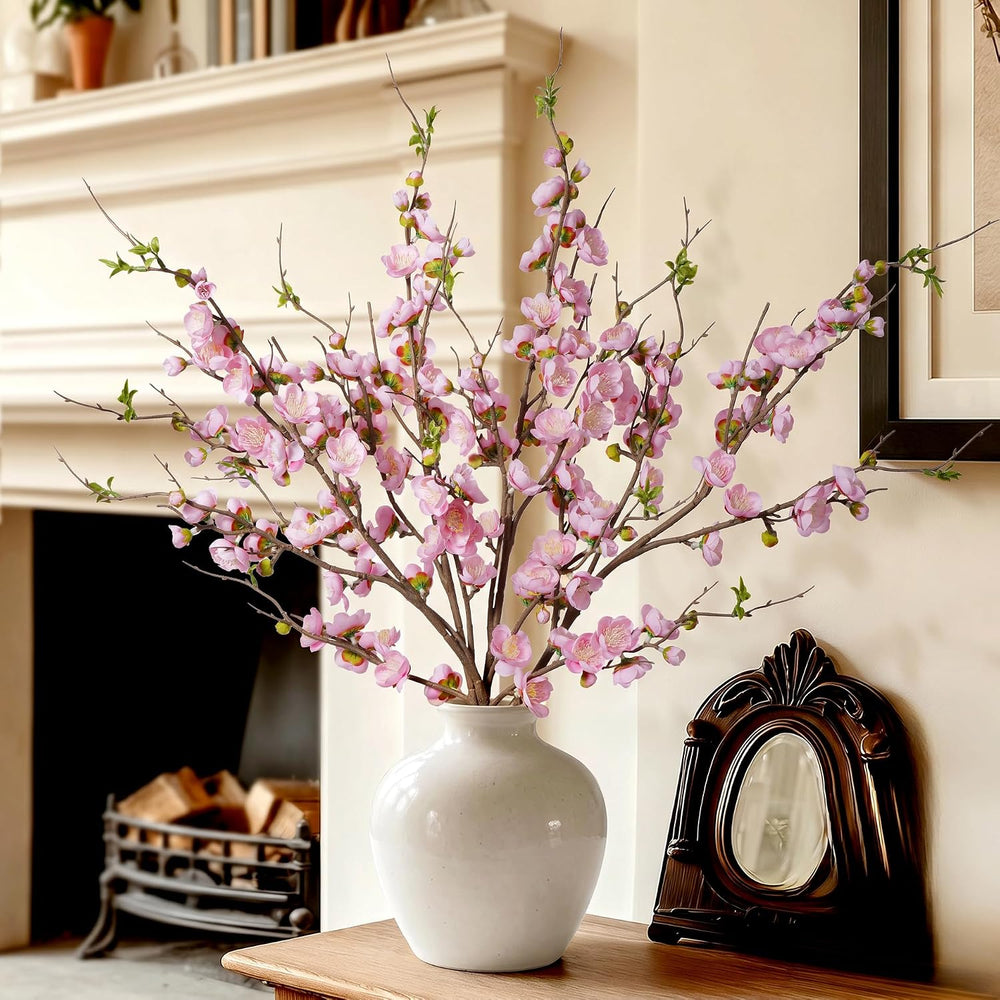 4PCS Pink Cherry Blossom Branches 35.4'' Long Stem Artificial Flowers...