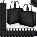 Epakh 48 Pcs Black Reusable Gift Bag with Handle Bulk for Halloween Wedding
