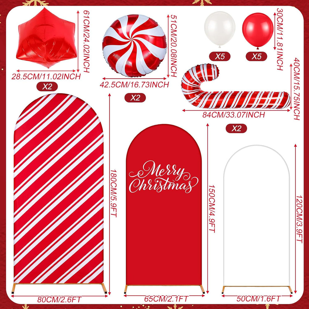 Foilswirl 34 Pcs Candy Cane Balloon Arch, Christmas Arch Backdrop Covers