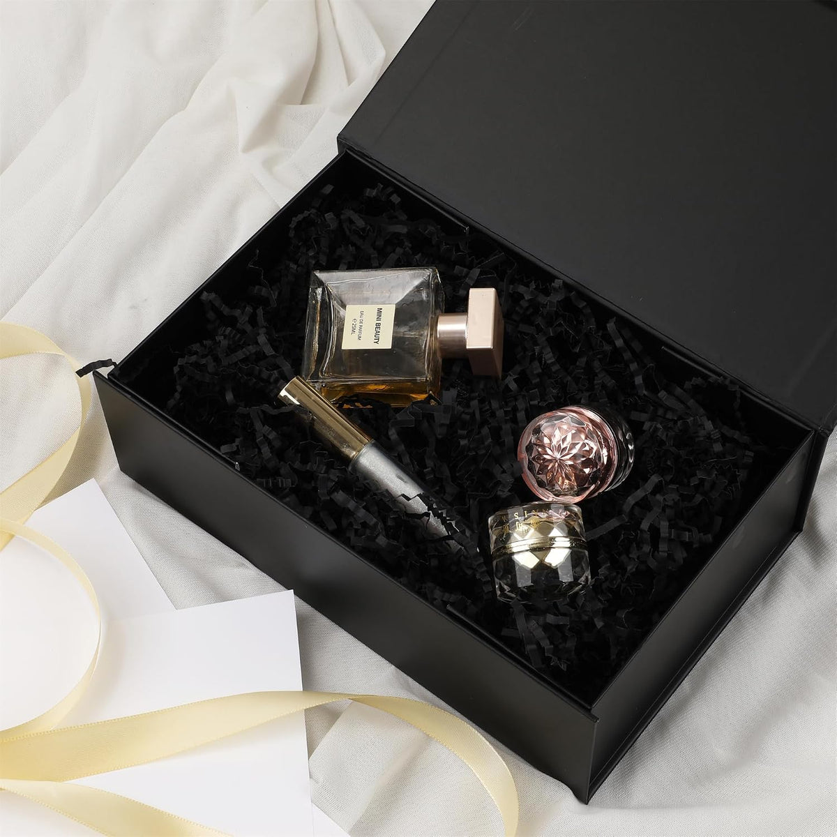 magnetic gift box with lid 9.5x6x3,black gift boxes, side view