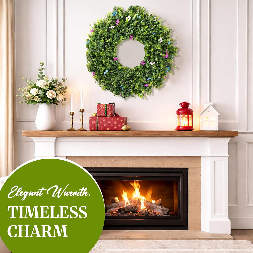 picktop 28-inch artificial boxwood wreath, wreaths for front showing dimensions