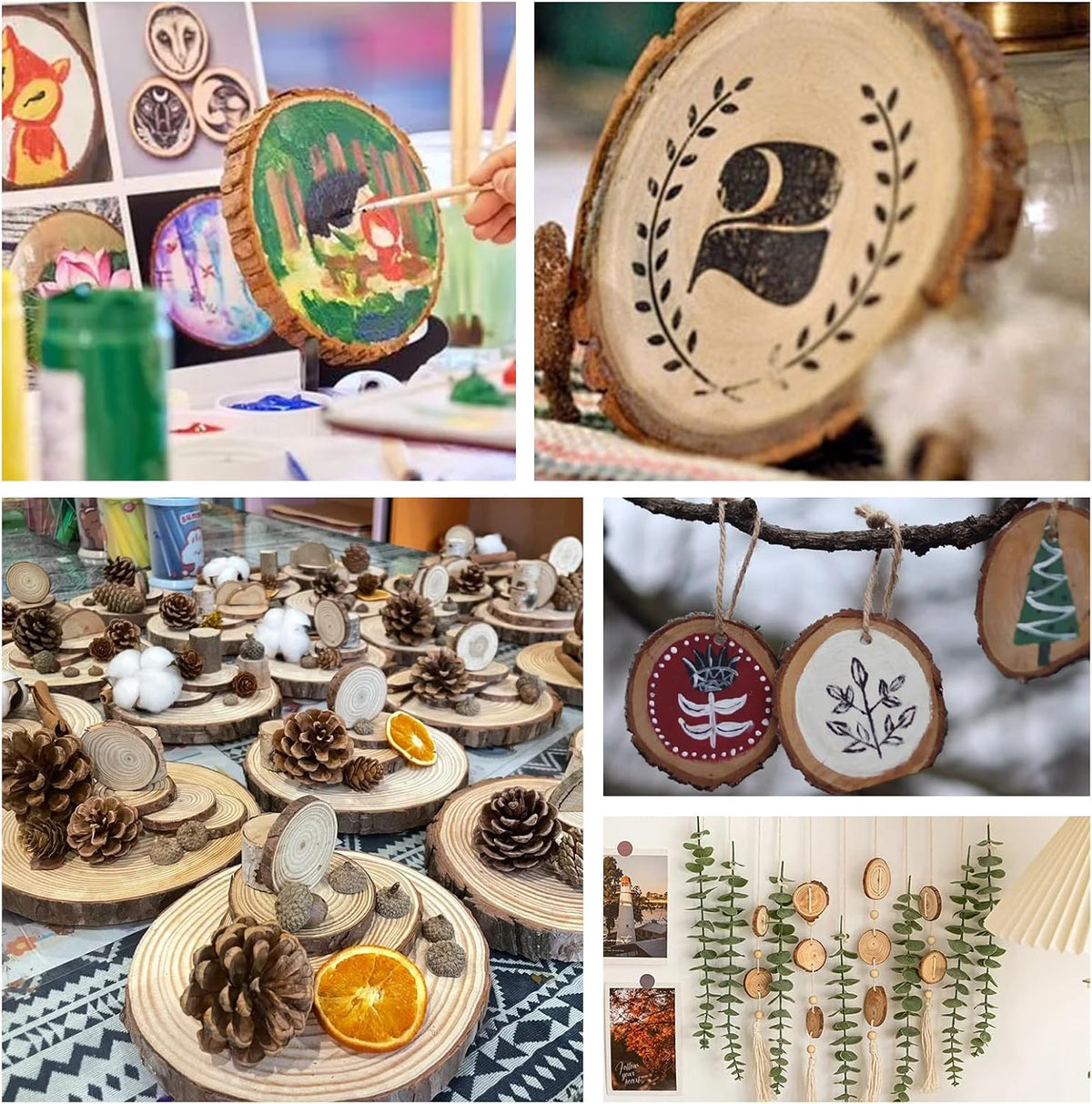 nature wood slices for crafts,2.4-2.8in unfinished natural wood, package contents