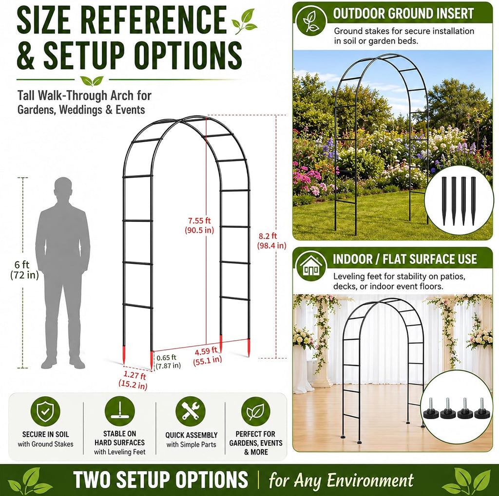 sunlph thickness metal garden arch trellis for climbing, side view