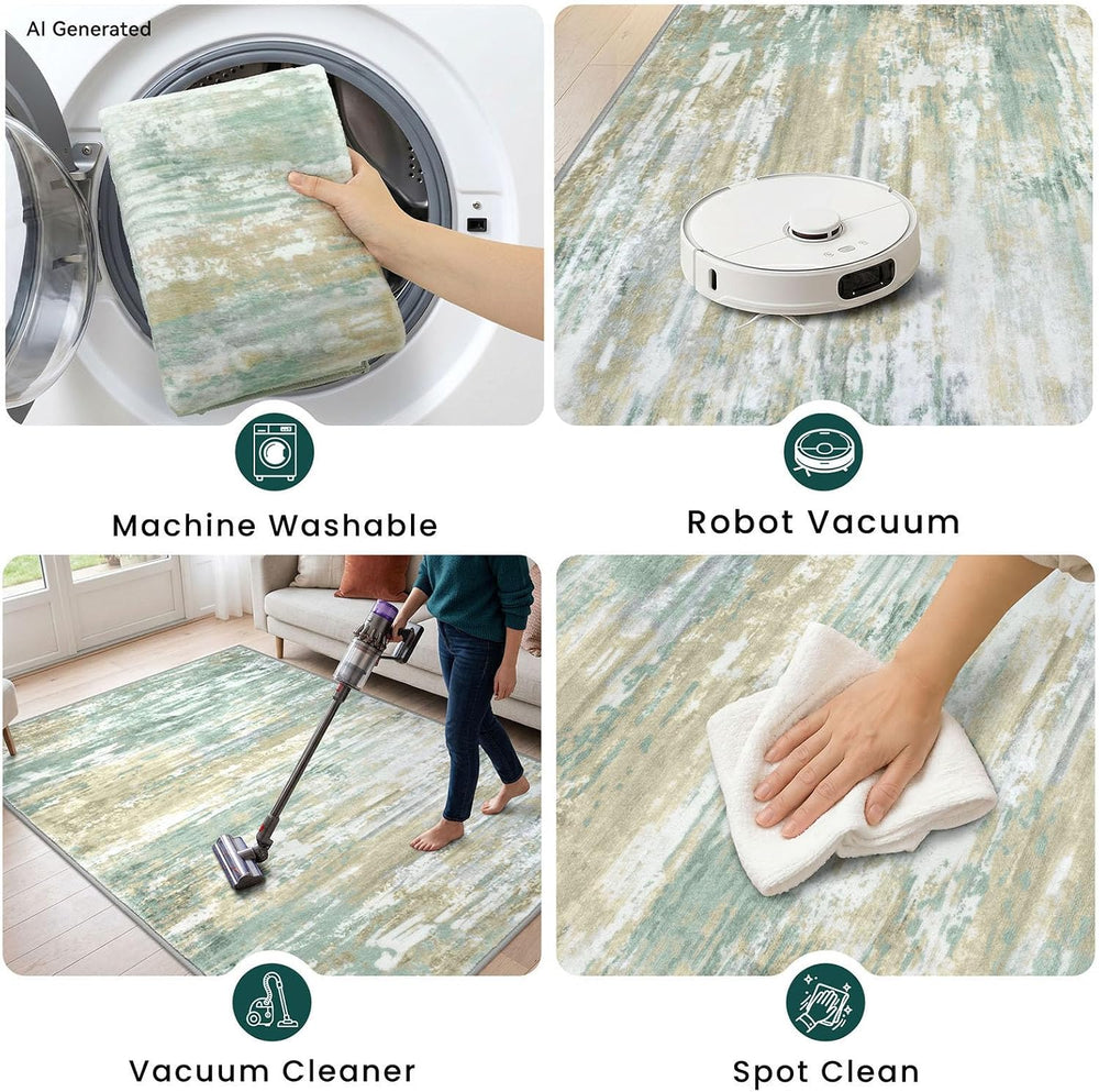 KOZYFLY Modern Runners for Hallways 2x6 Washable Rug Light Green Yellow