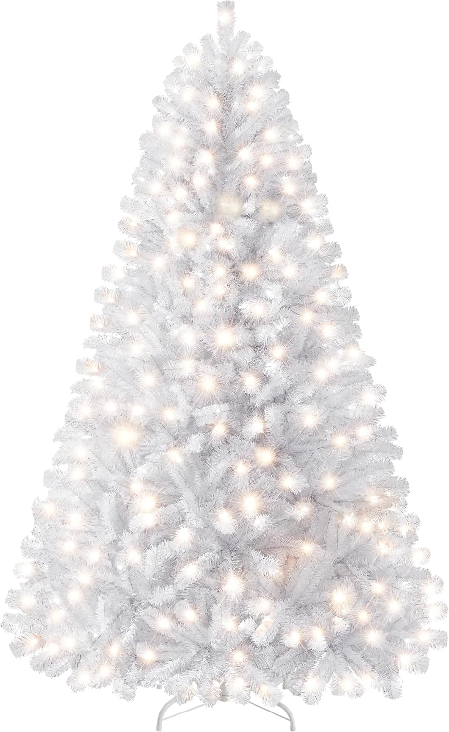 Yaheetech 6ft Pre-lit Christmas Tree with 300 Warm White Lights, White