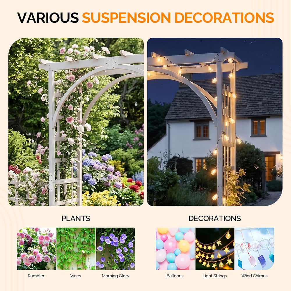 VINGLI 85in Wooden Arbor Garden Arch, Wedding Arch for Ceremony, Wood Trellis...