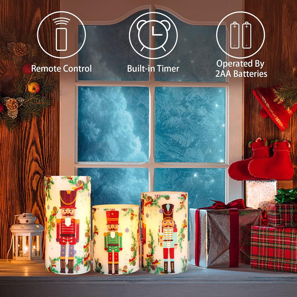 flameless christmas candles battery operated, realistic flickering flameless shown in use