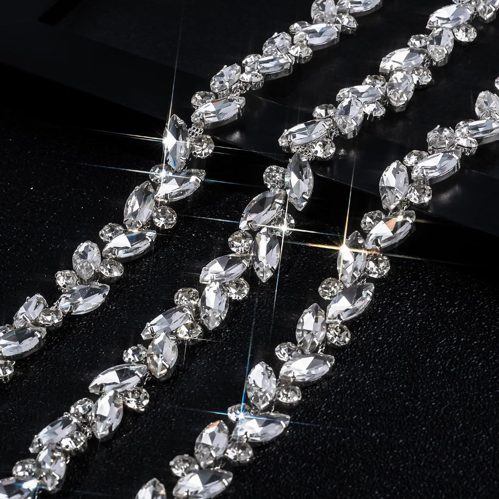 5 Yards Silver Base Crystal Rhinestones Trim Set