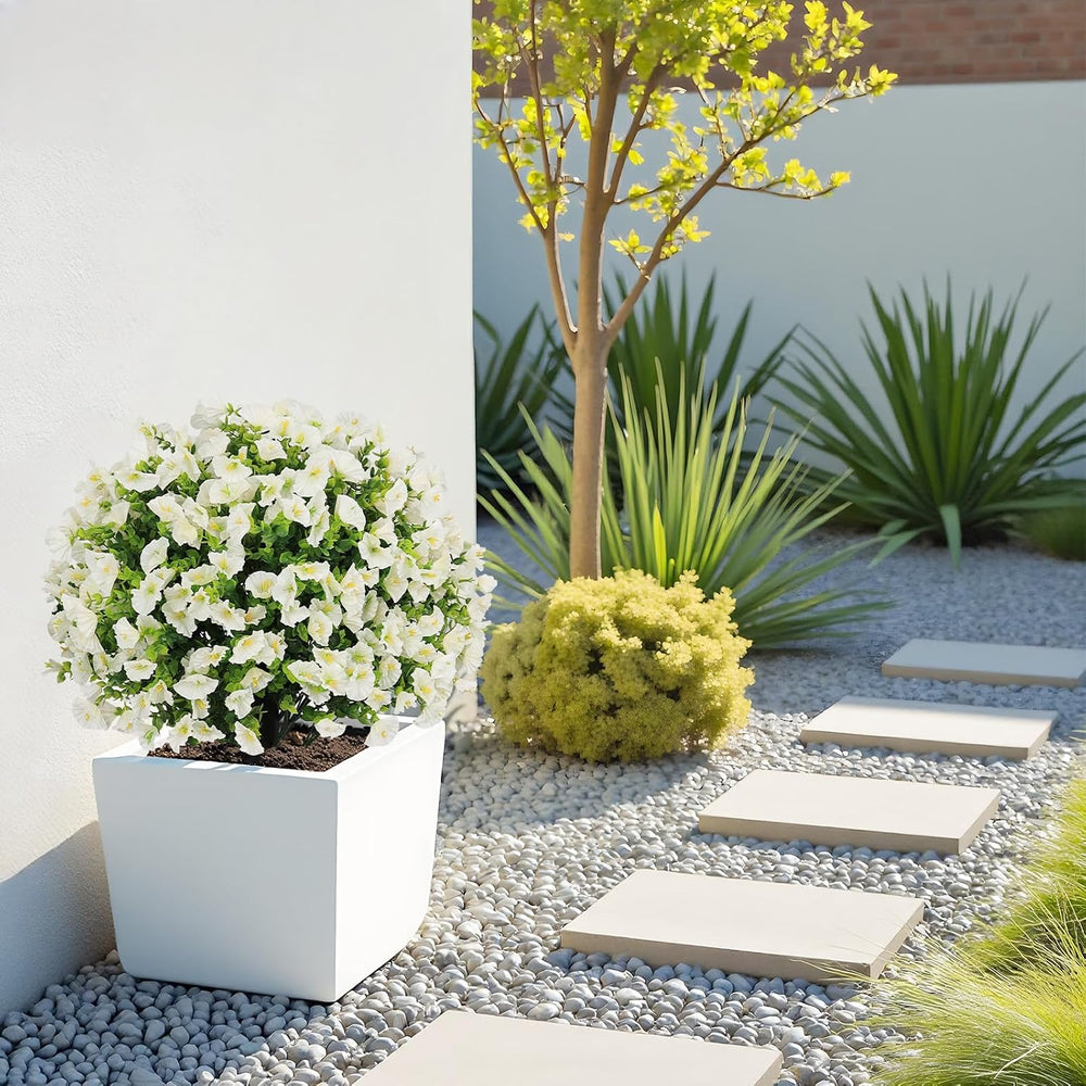 24" Artificial Potted Plants Outdoor, Faux Flowers UV Resistant