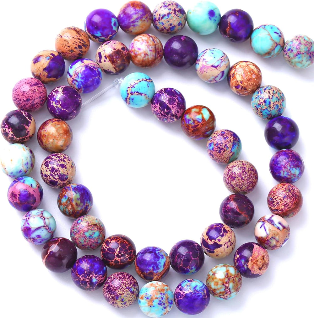 72pcs 10MM Natural Purple Emperor Stone Beads Round Loose Crystal Energy Bead...
