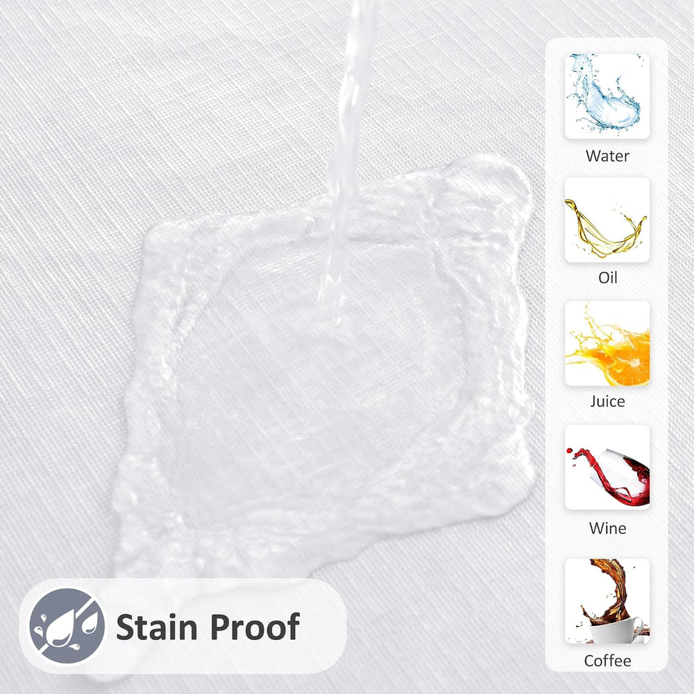Vinyl Tablecloth with Flannel Backing-White Rectangle 8 Foot Table Cloth