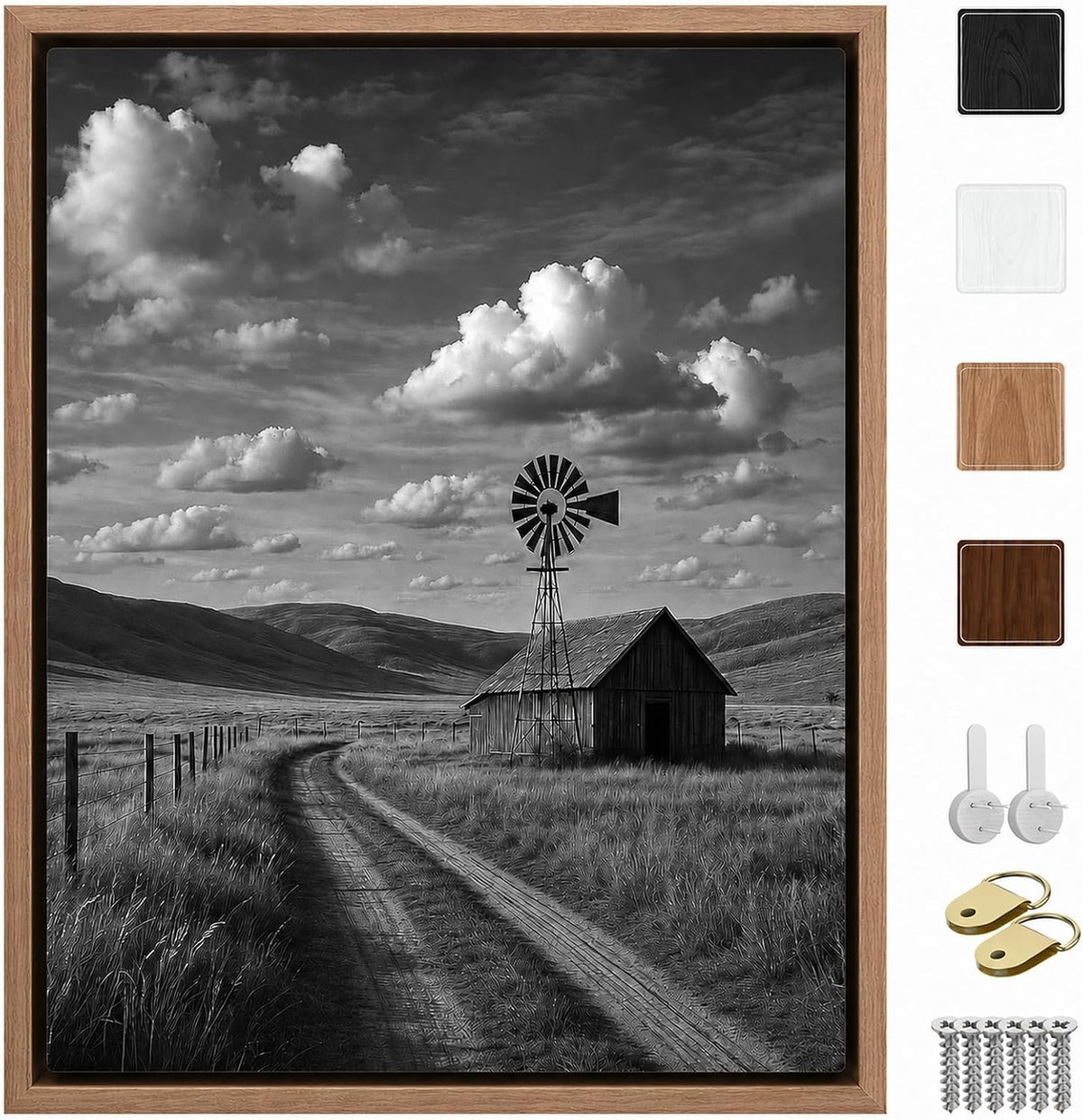 Canvas Floater Frame for 1”–1.25”Deep Gallery Wrapped Canvas, Wood-Look Floating Frame Wall Artwork for Oil Paintings, Gallery Bedroom, Living Room, Studio, Made in USA (Light Oak,11x14)