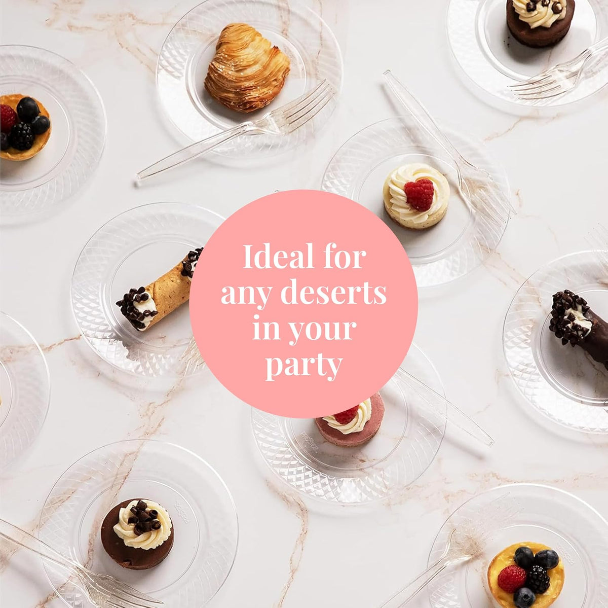 prestee 200 clear dessert plates - disposable heavy, package contents