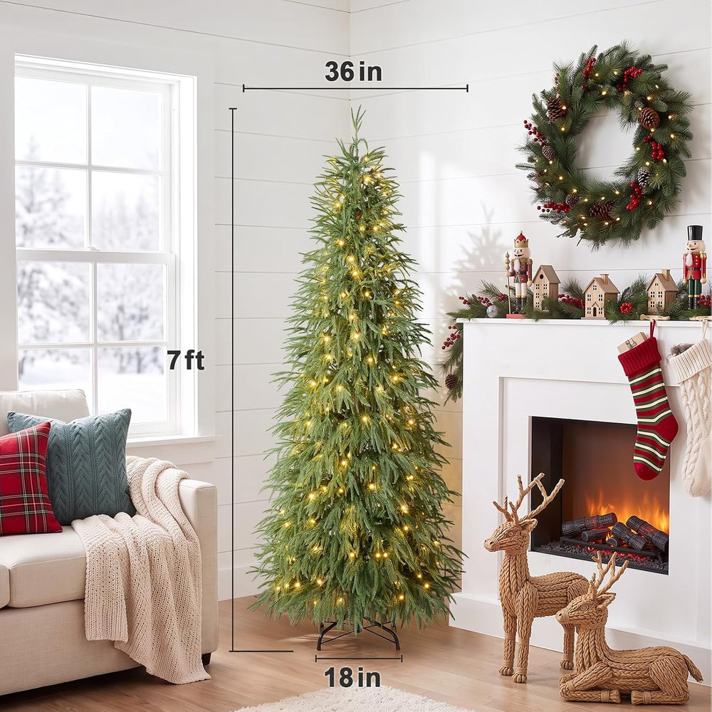 7ft Prelit Christmas Tree,Tall Xmas Tree with Lights