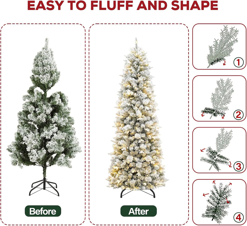Hykolity 6 ft Prelit Pencil Christmas Tree with 150 Warm White LEDs