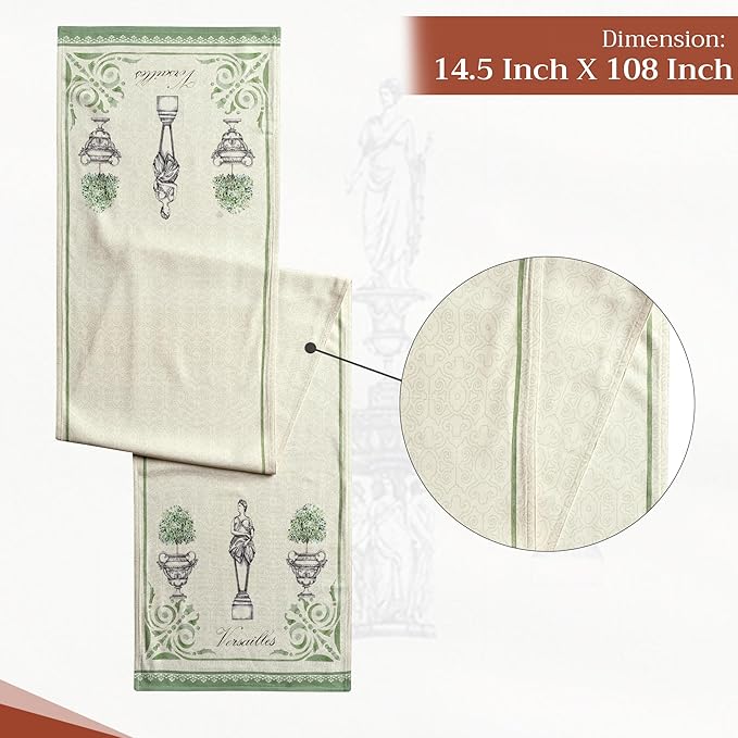 Maison d' Hermine Table Runner 100% Cotton Double Layer Table Runners 108 inches Long Decorative for Home Kitchen Dining Party Wedding Bridal Shower Spring Summer (Jardin Du Roy, 14.50" x 108")