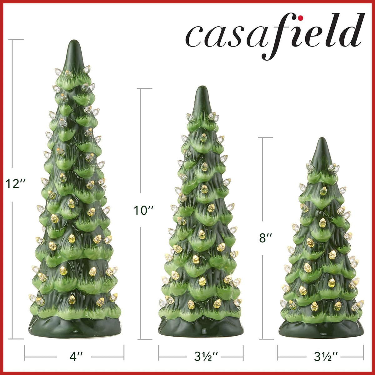 casafield set of 3 hand painted ceramic christmas, package contents