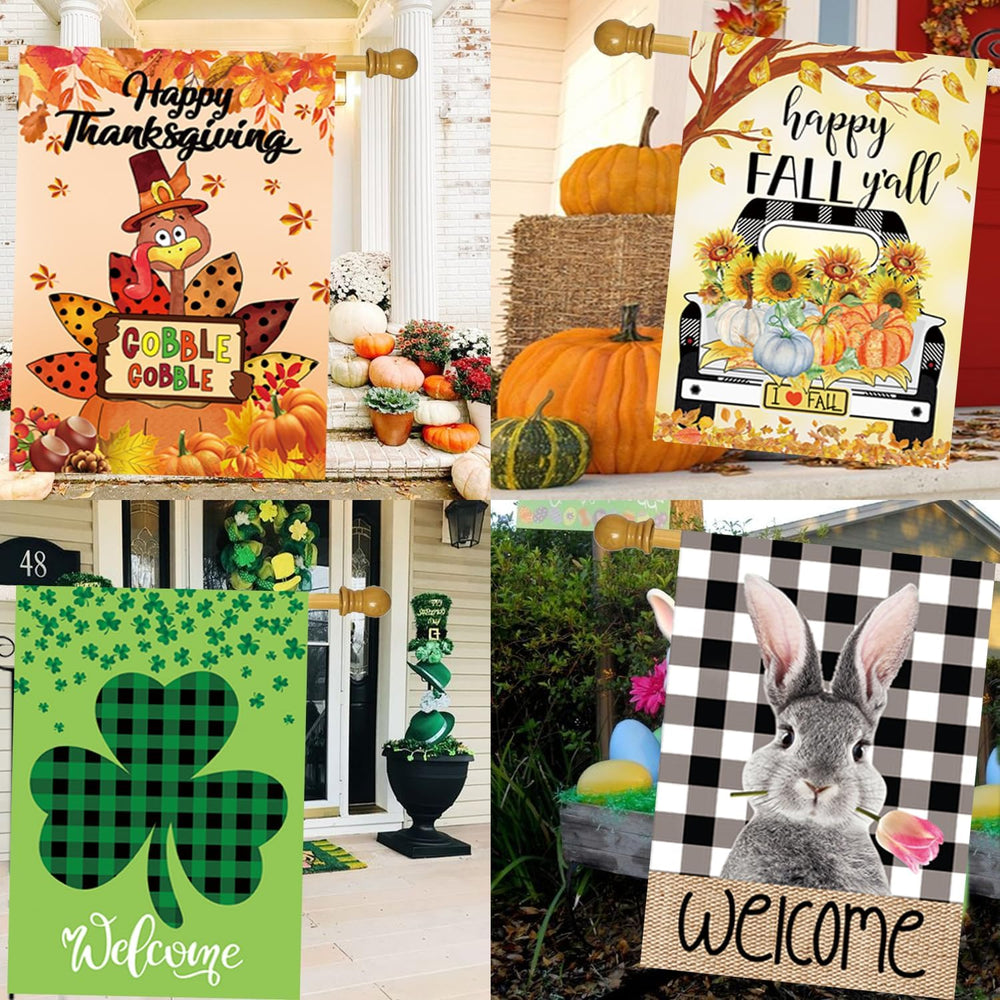 Seasonal Garden Flags Set of 12, Double Sided 28 x 40 Inch Yard Flags