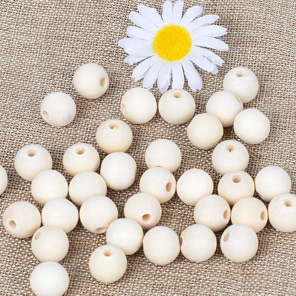 20mm wood beads natural unfinished round wooden loose showing dimensions