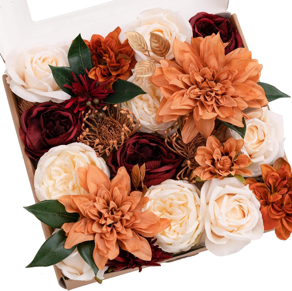 Ling's moment Artificial Wedding Fall Flowers Grand Combo, Terracotta