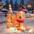 GENIMO Dog Outdoor Christmas Decorations, 50 Warm White LED Lights, 21 in