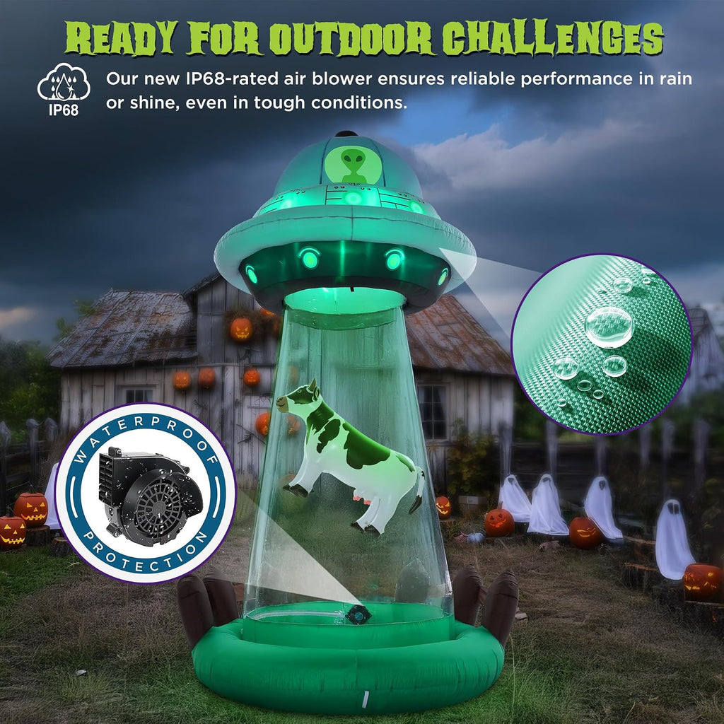 zpisf 10 ft halloween inflatables ufo with floating showing dimensions