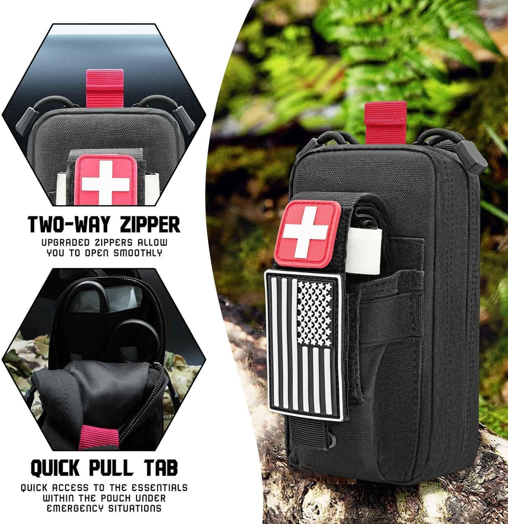 Ifak Med Trauma Kit, Black Molle Tactical Emergency First Aid Kit,Military Su...