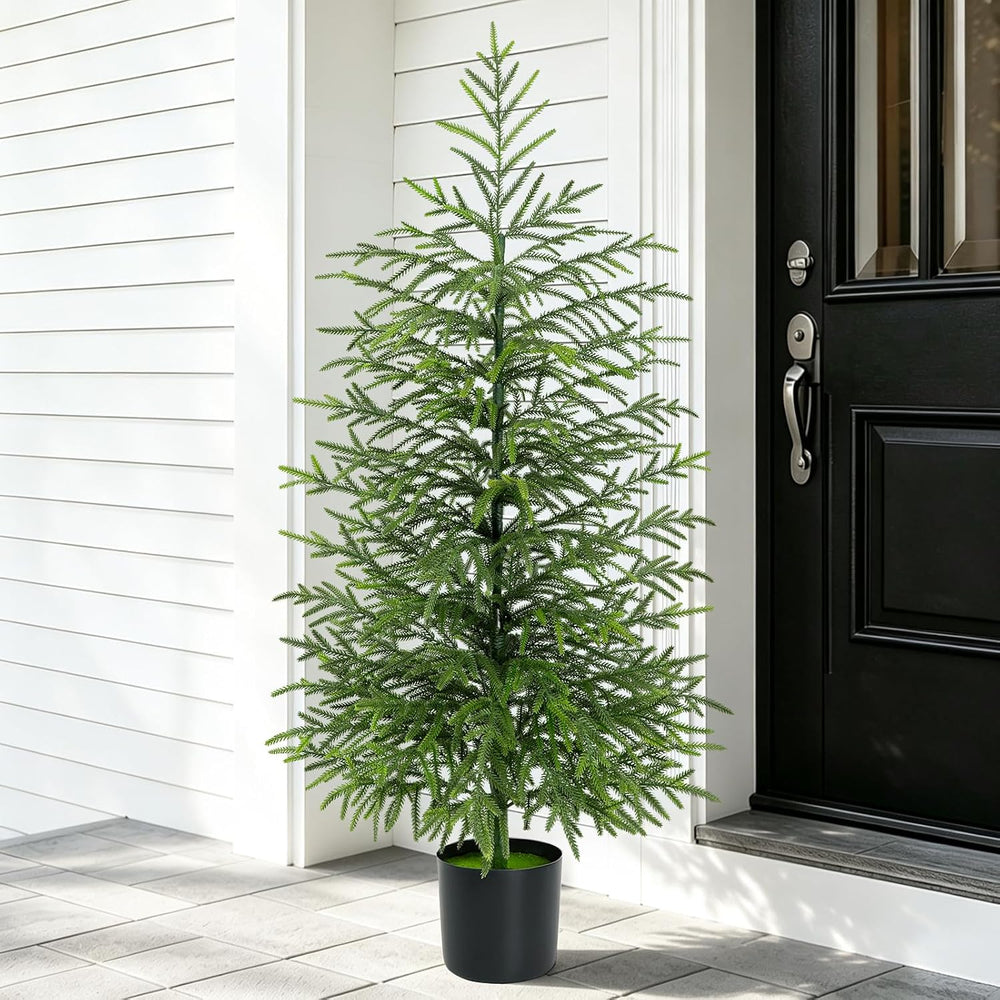 4 Ft Real Touch Christmas Tree with Lights, Realistic Norfolk Pine Tree