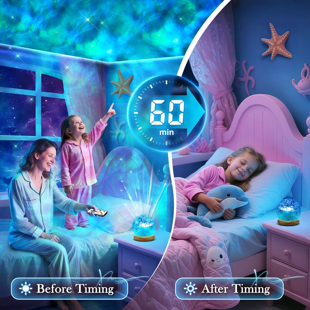 one fire ocean projector for bedroom,18-color led mood, package contents