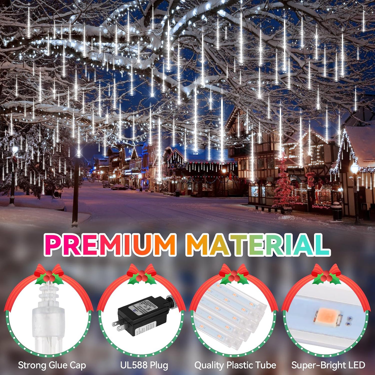 knonew 1080 led 30 tubes meteor shower lights on a desk or shelf