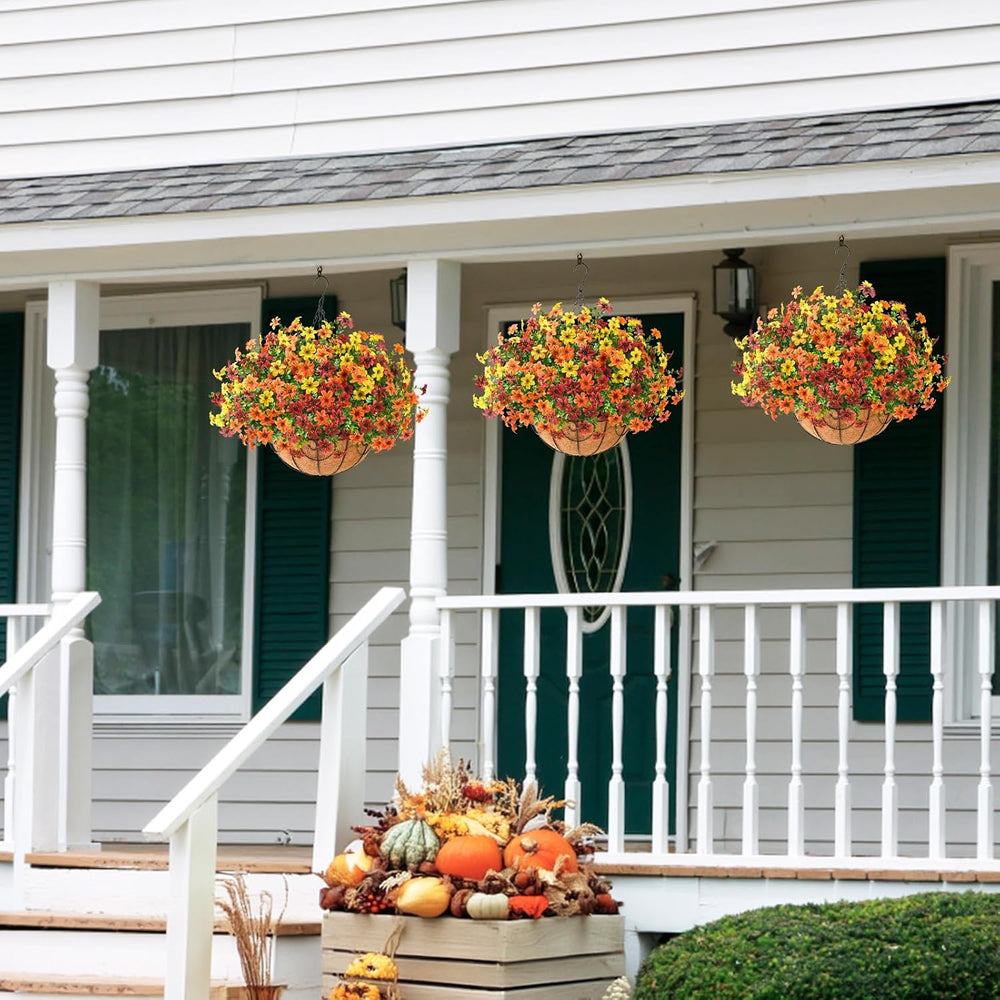 Artificial Flowers for Outdoors Faux Fall Hanging Baskets UV Resistant