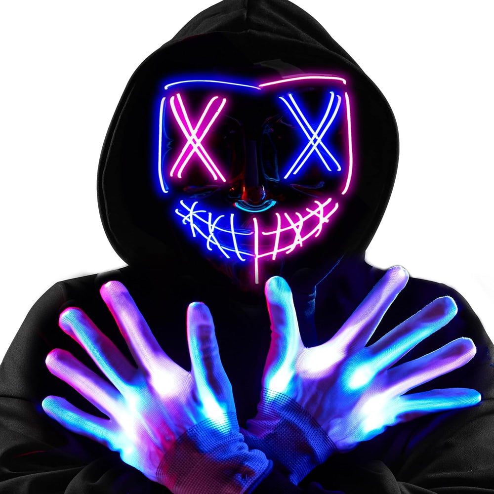 JOYIN Halloween Led Mask, Light Up Mask and Gloves for Cosplay Costume (Pink ...