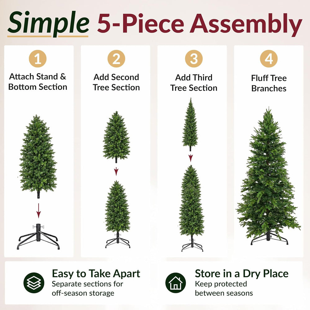 Sunnydaze 7 ft Stately & Slim Unlit Artificial Christmas Tree, Green