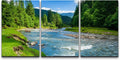 wall26 - 3 Piece Canvas Wall Art - Landscape with Mountains Trees and a River in Front - Modern Home Art Stretched and Framed Ready to Hang - 24"x36"x3 Panels