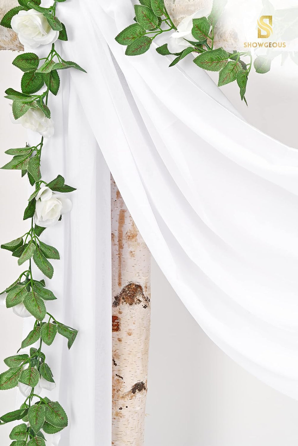 Showgeous Wedding Arch Draping Fabric White Chiffon Fabric Drapes