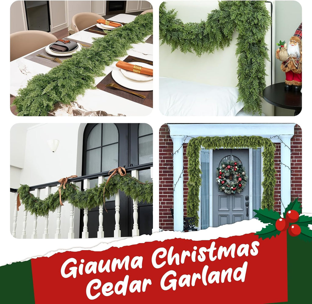 Giauma 9FT Double Fullness Artificial Christmas Cedar Garland 280 Branches