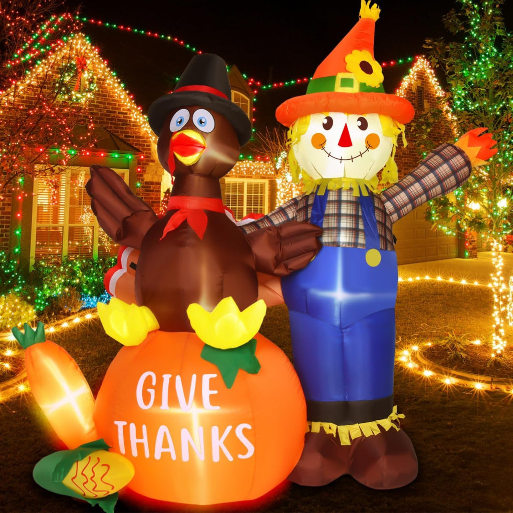6 ft thanksgiving inflatables turkey and scarecrow decor, package contents