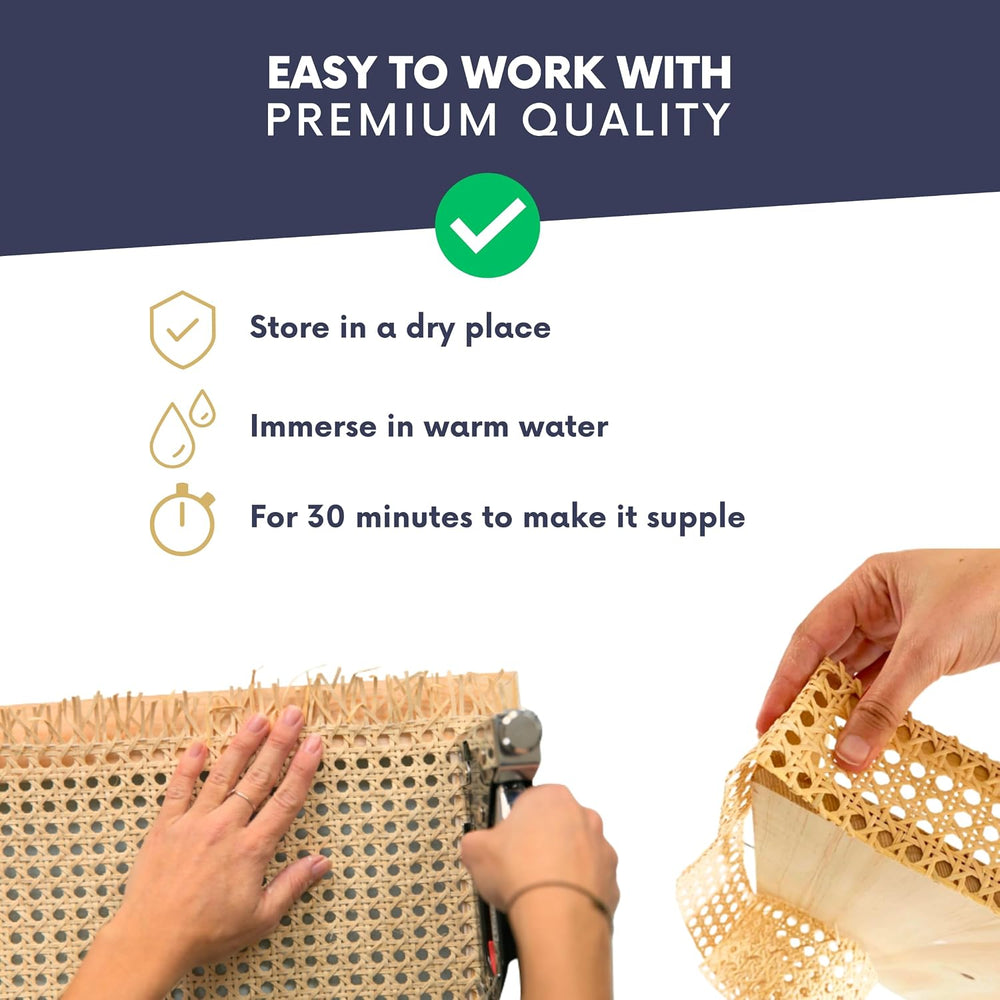 Natural Rattan Cane Webbing Roll – Prewoven Wicker Sheet for Furniture Repair...