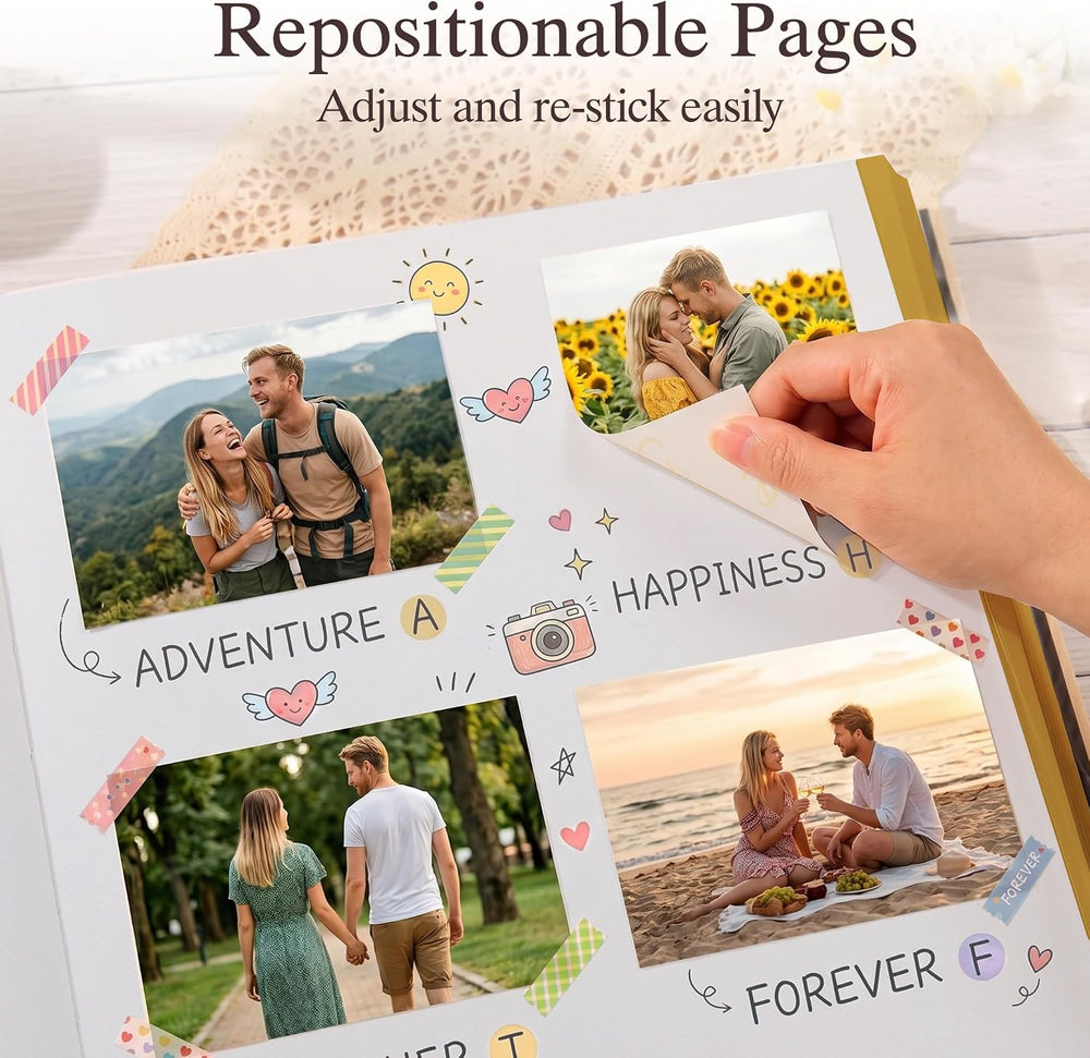 Photo Album Can Hold 3X5 4X6 5X7 6X8 8X10 Photos, Self Adhesive Magnetic DIY ...