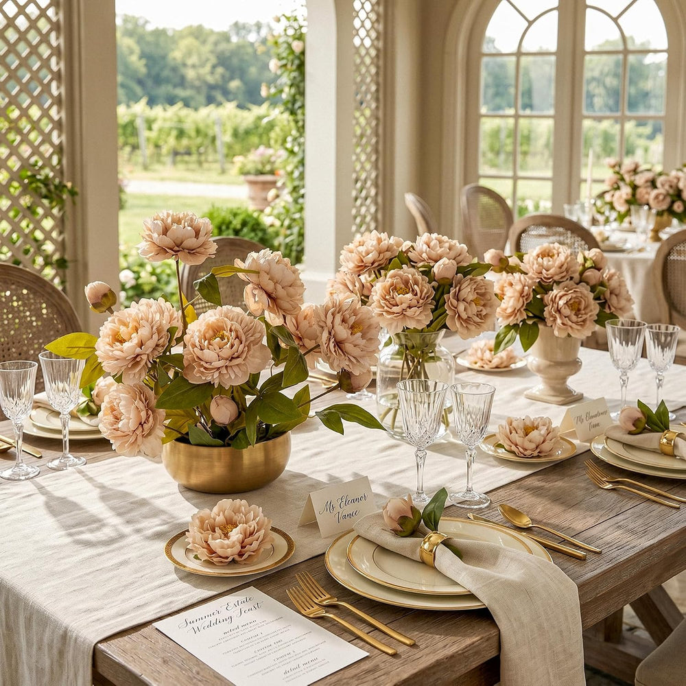Peonies Artificial Flowers Bulk for Vase, 4 PCS Artificial Silk Peonies Stems...