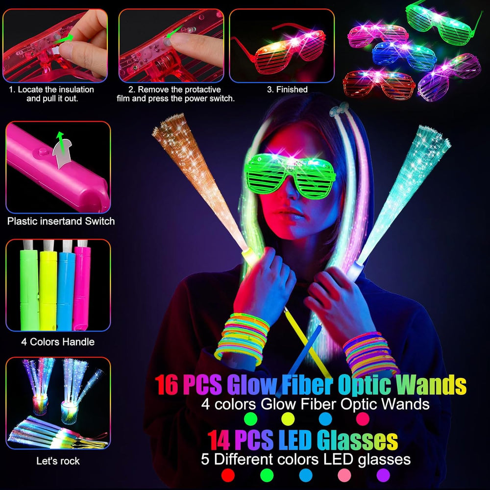 148 PCS Glow in the Dark Party Supplies Indoor/Outdoor Use (Assorted)