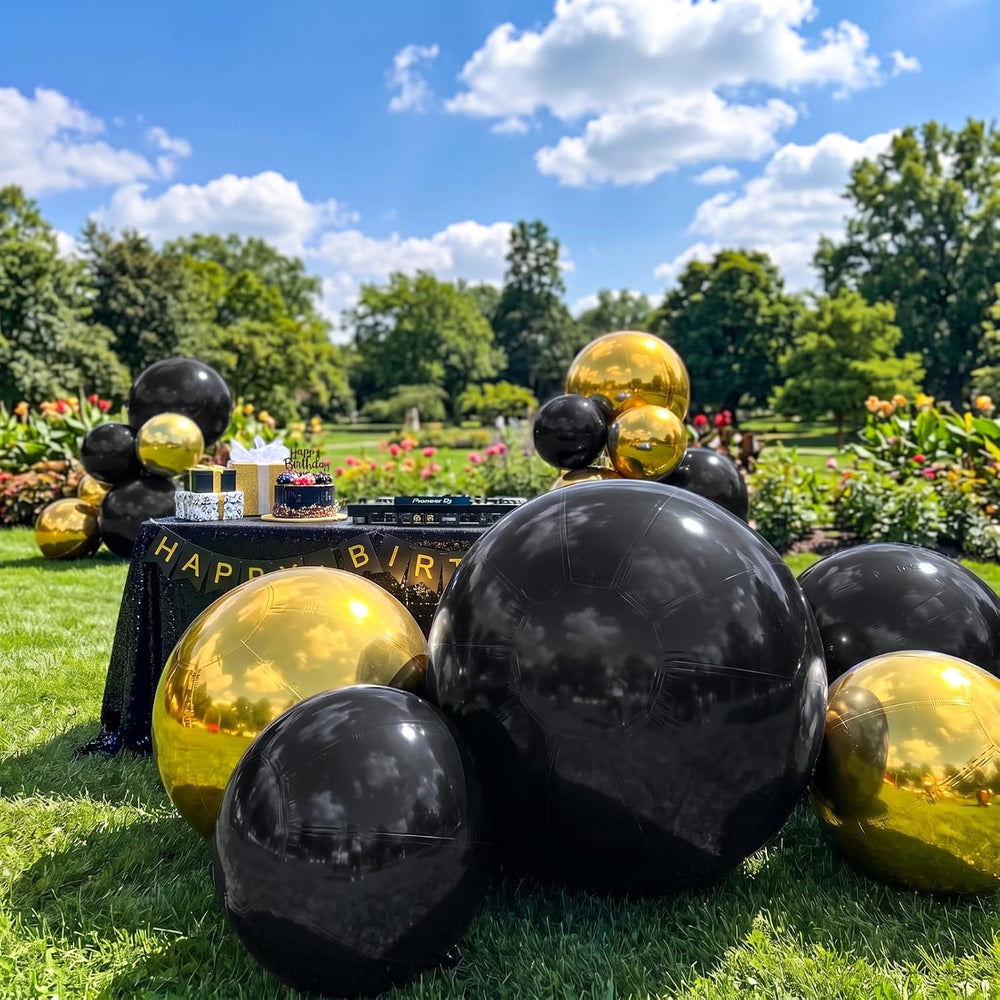 12 Pcs Giant Black Gold Metallic Party Balloons, Assorted