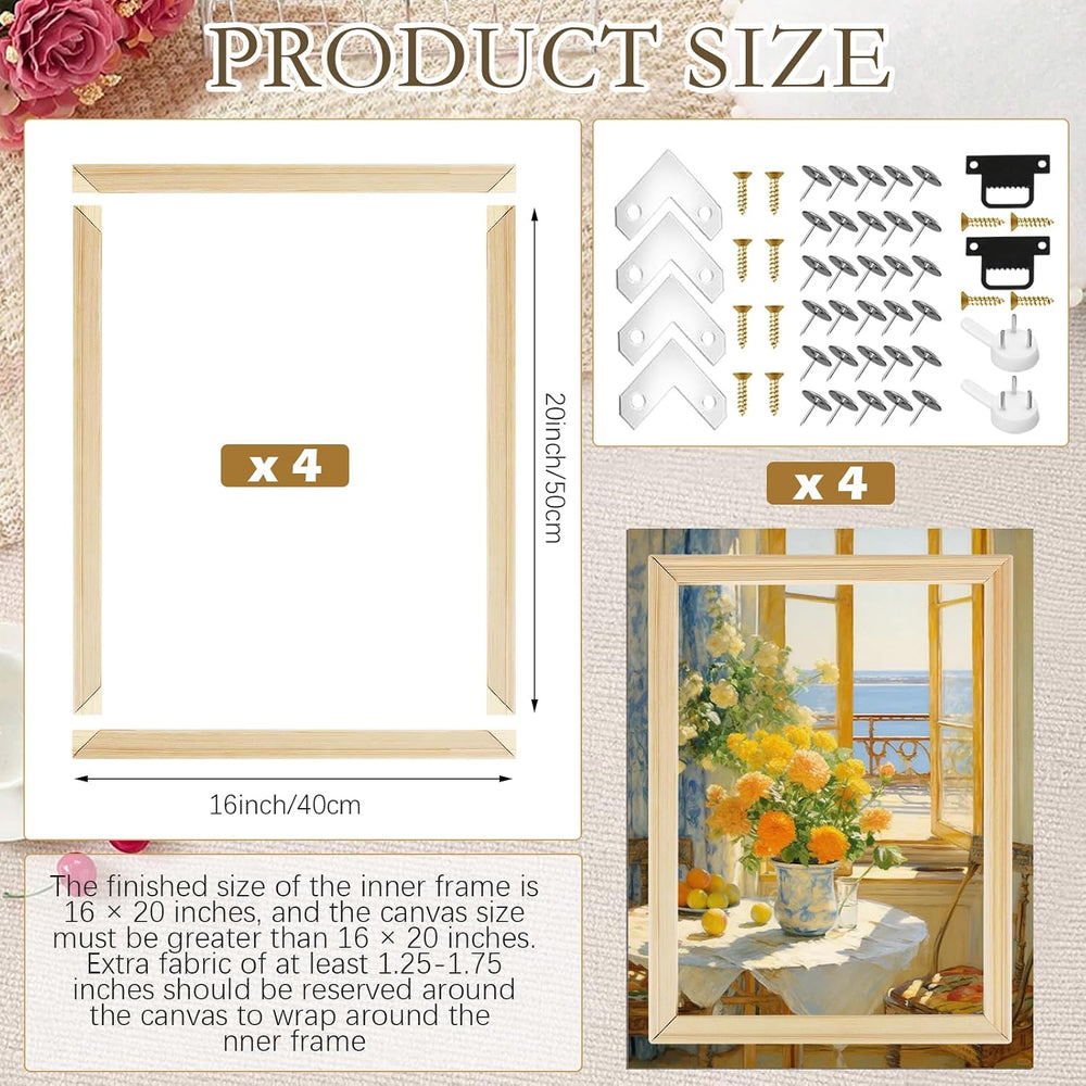 4 Pack 16x20 Inch Canvas Stretcher Bars DIY Frame Kit