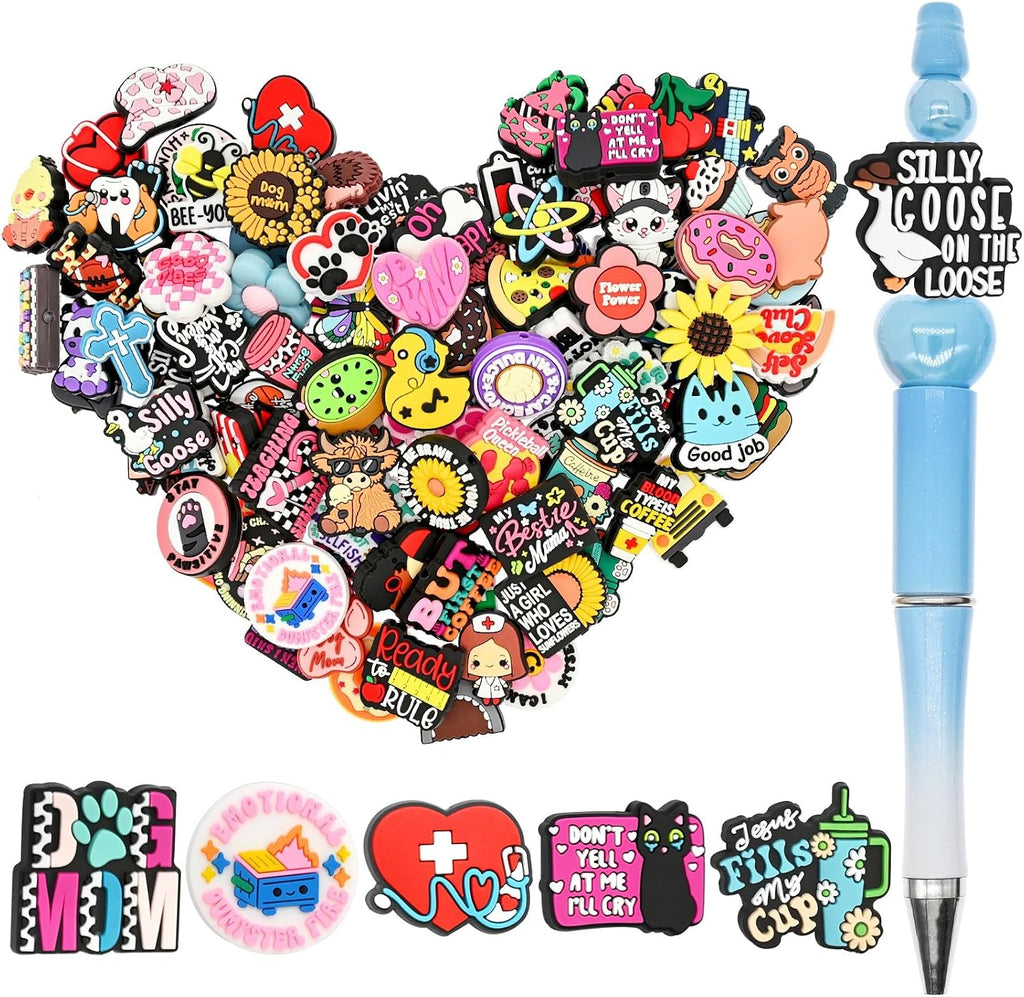 100PCS Silicone Focal Beads Bulk Focal Beads for Keychain Making