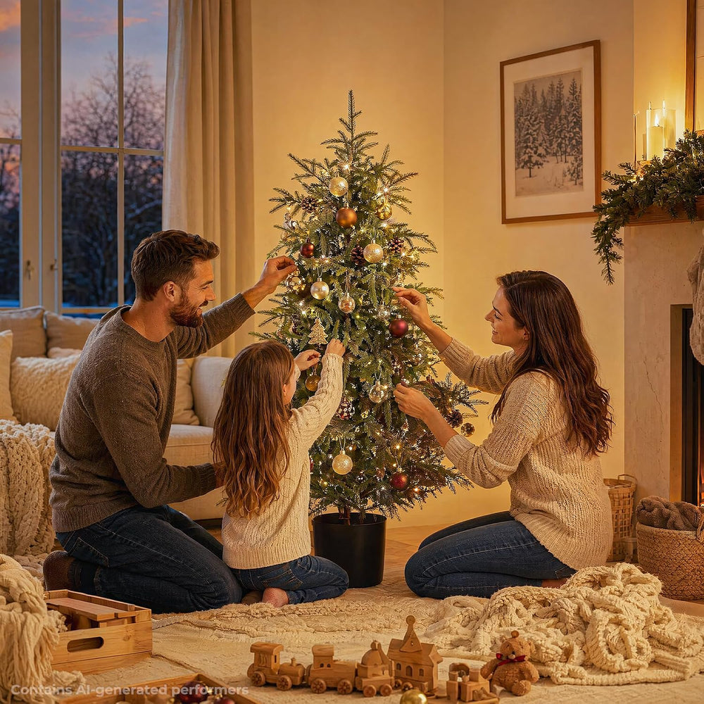 OasisCraft 4ft Pre-Lit Norfolk Pine Tree, Cordless, Real Touch