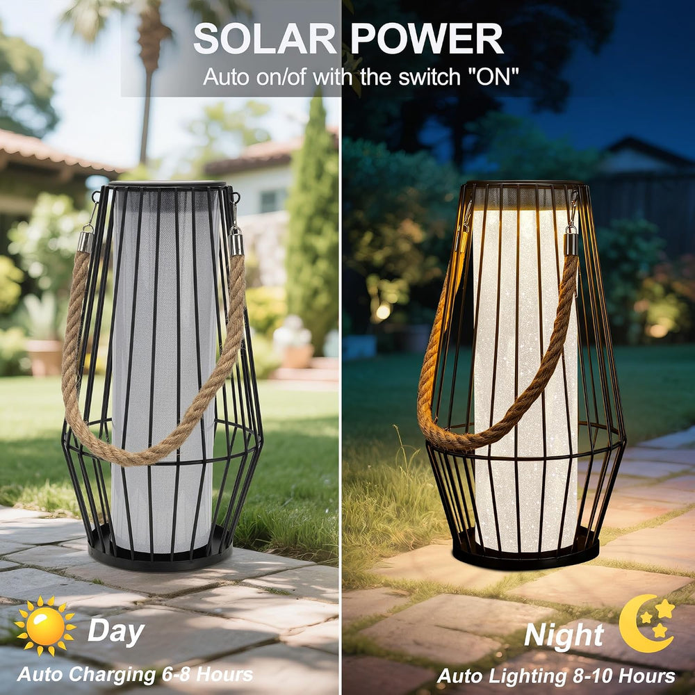 13.5" Outdoor Solar Lantern, Hanging & Tabletop Metal Light for Pati...