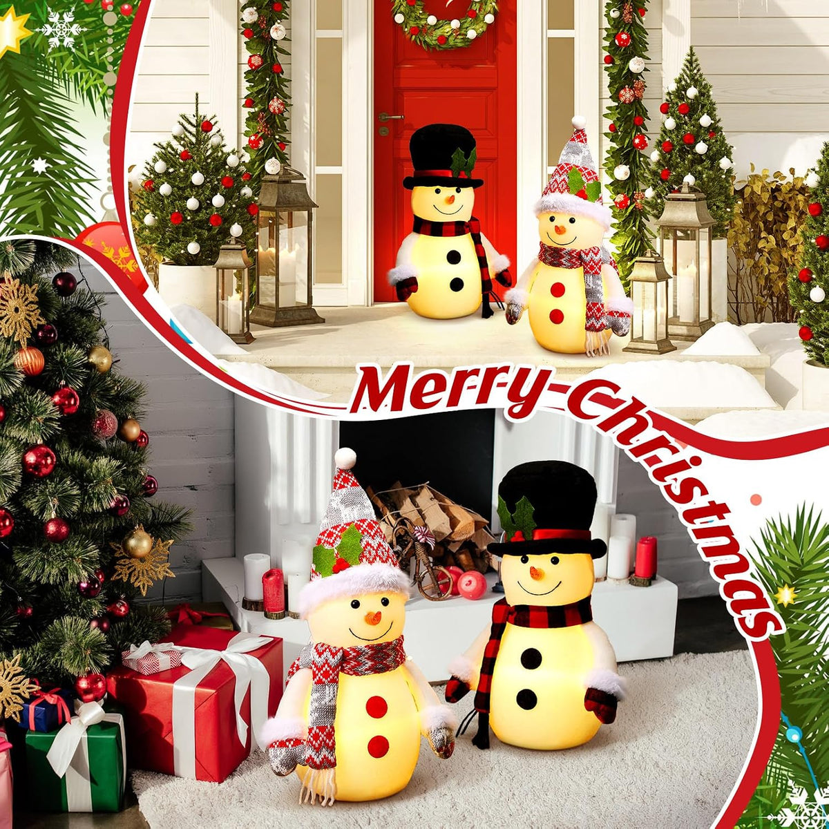yalikop set of 2 christmas lighted snowman 12, package contents