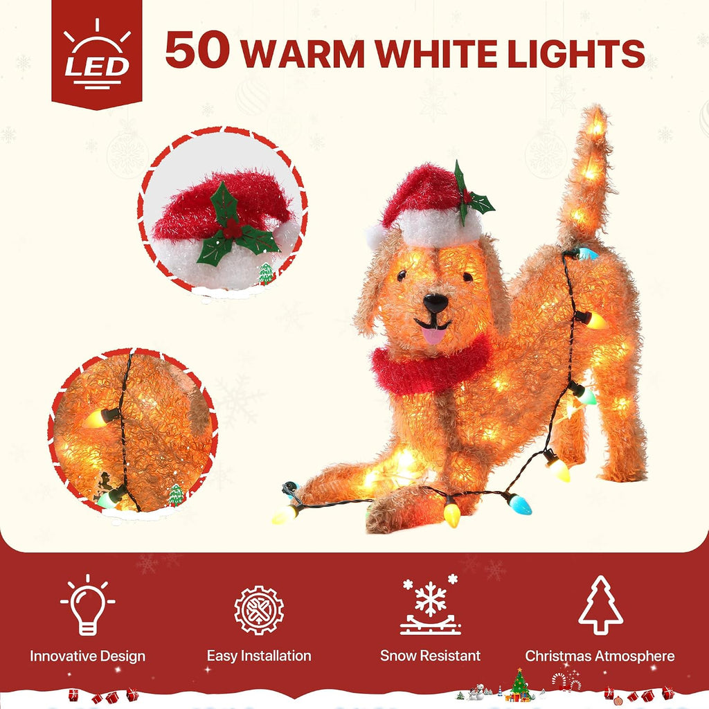 genimo dog outdoor christmas decorations, 50 warm white, package contents