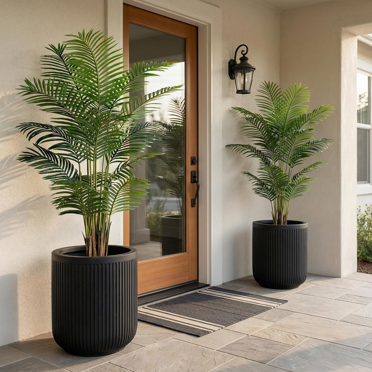 6ft 2-Pack Artificial Areca Palm Plant in Pot, Fake Tropical Cane Palm Silk